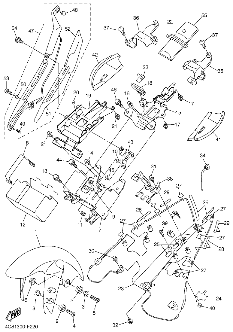 Yamaha R1 2008 FENDER parts diagram